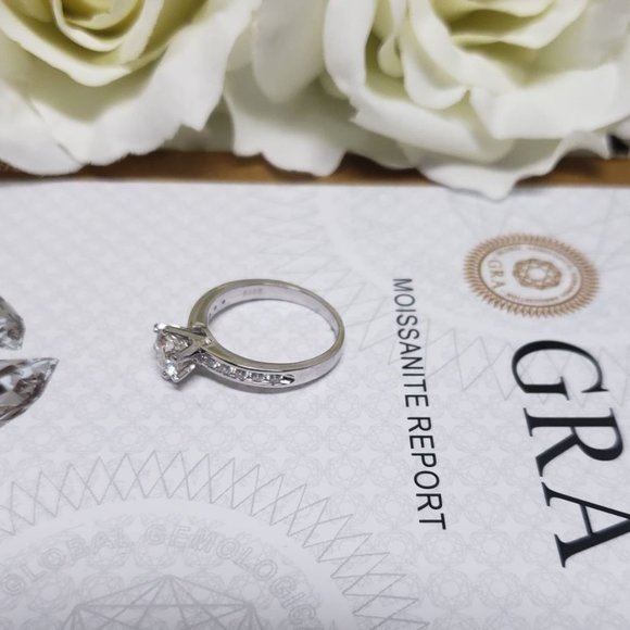 1 Carat Moissanite Solitaire Ring with 925 Sterling Silver Band - Picture 9 of 11